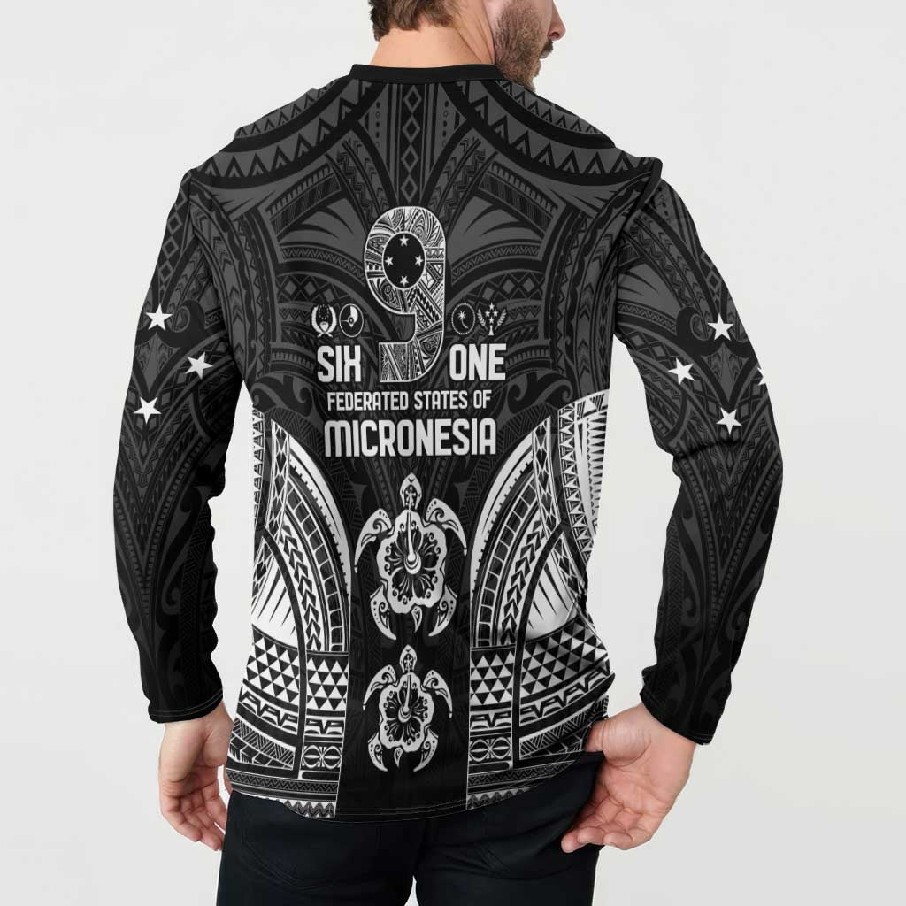 FSM Micronesia Six 9 One Button Sweatshirt Polynesian Tribal Pattern