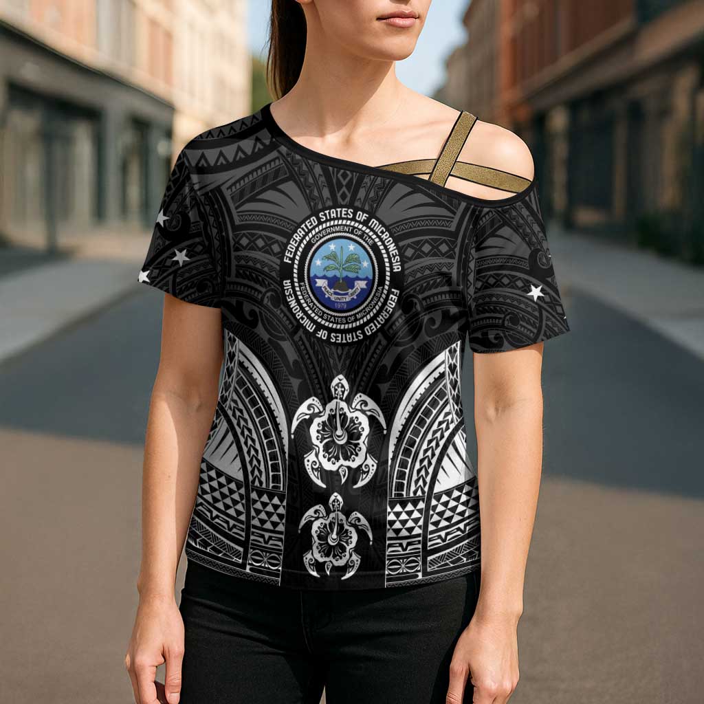 FSM Micronesia Six 9 One Cross Shoulder Shirt Polynesian Tribal Pattern - Polynesian Pride
