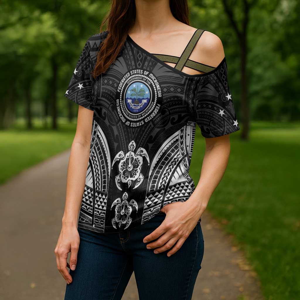 FSM Micronesia Six 9 One Cross Shoulder Shirt Polynesian Tribal Pattern - Polynesian Pride