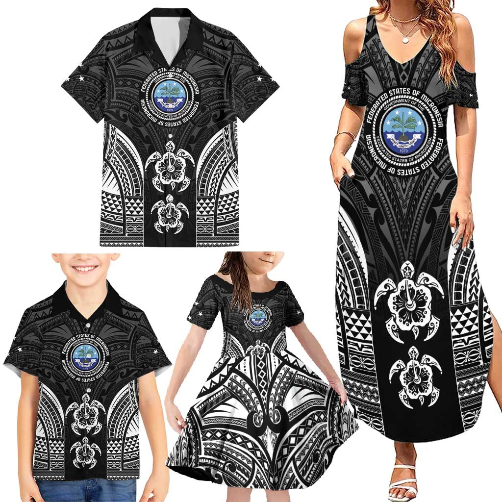 FSM Micronesia Six 9 One Family Matching Summer Maxi Dress and Hawaiian Shirt Polynesian Tribal Pattern