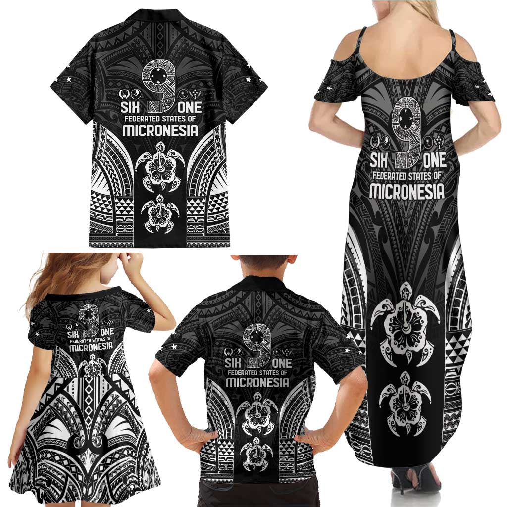 FSM Micronesia Six 9 One Family Matching Summer Maxi Dress and Hawaiian Shirt Polynesian Tribal Pattern