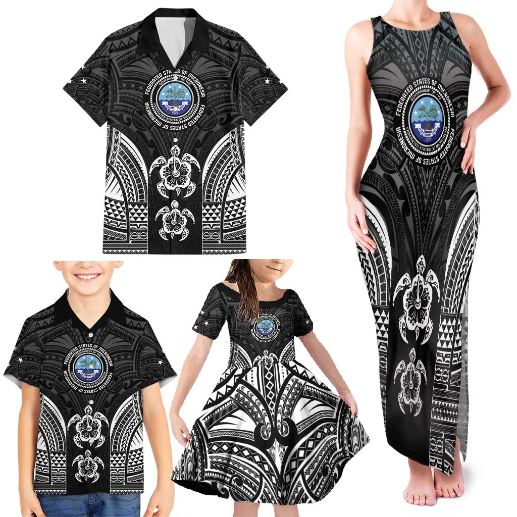 FSM Micronesia Six 9 One Family Matching Tank Maxi Dress and Hawaiian Shirt Polynesian Tribal Pattern