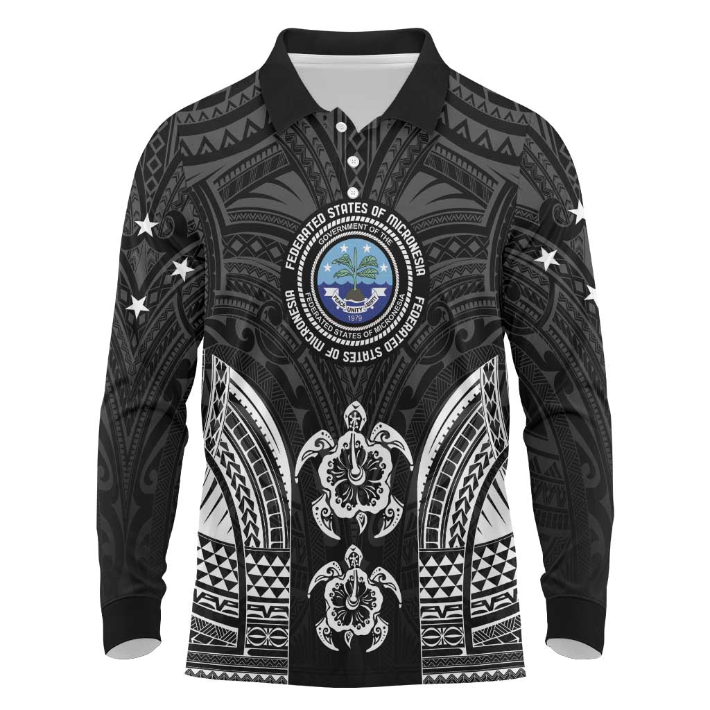 FSM Micronesia Six 9 One Long Sleeve Polo Shirt Polynesian Tribal Pattern