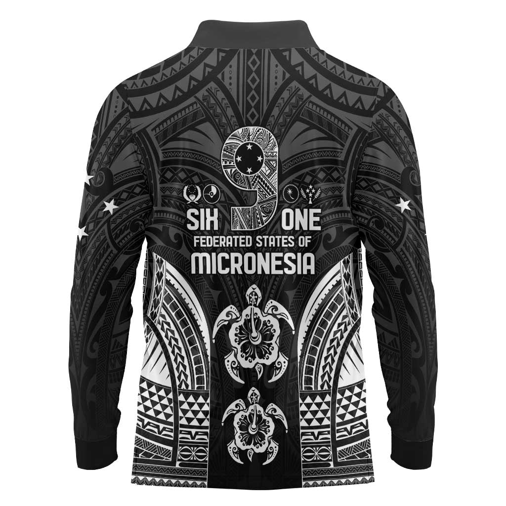 FSM Micronesia Six 9 One Long Sleeve Polo Shirt Polynesian Tribal Pattern
