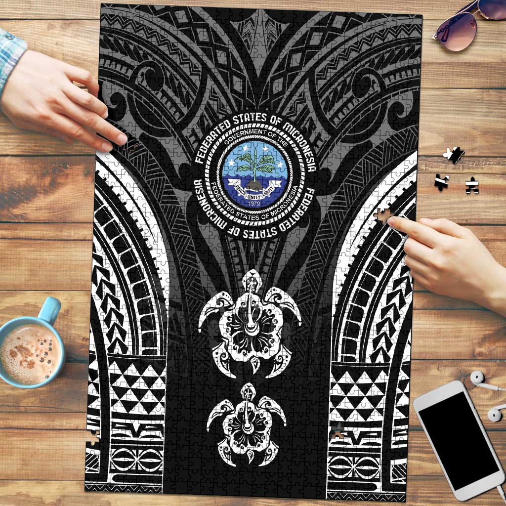 FSM Micronesia Six 9 One Puzzle Polynesian Tribal Pattern LT9 Black - Polynesian Pride