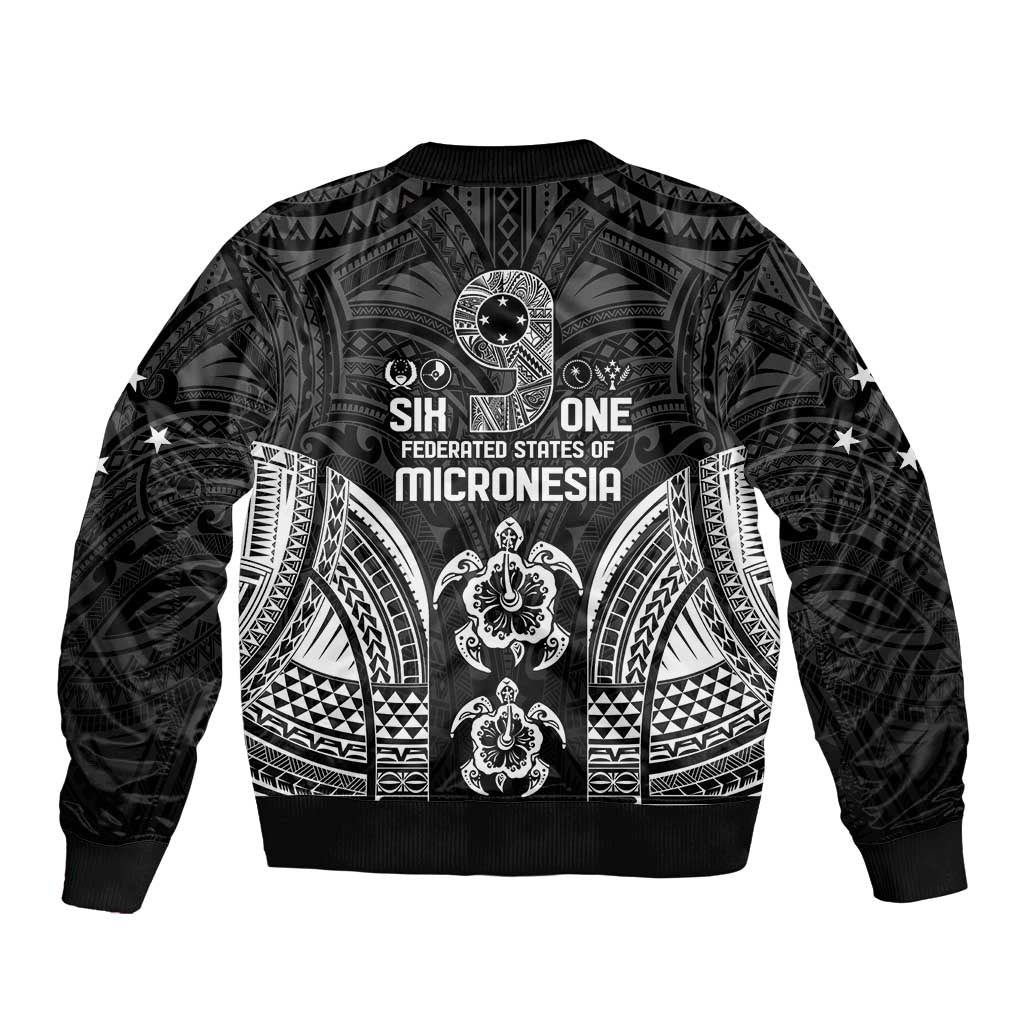 FSM Micronesia Six 9 One Sleeve Zip Bomber Jacket Polynesian Tribal Pattern