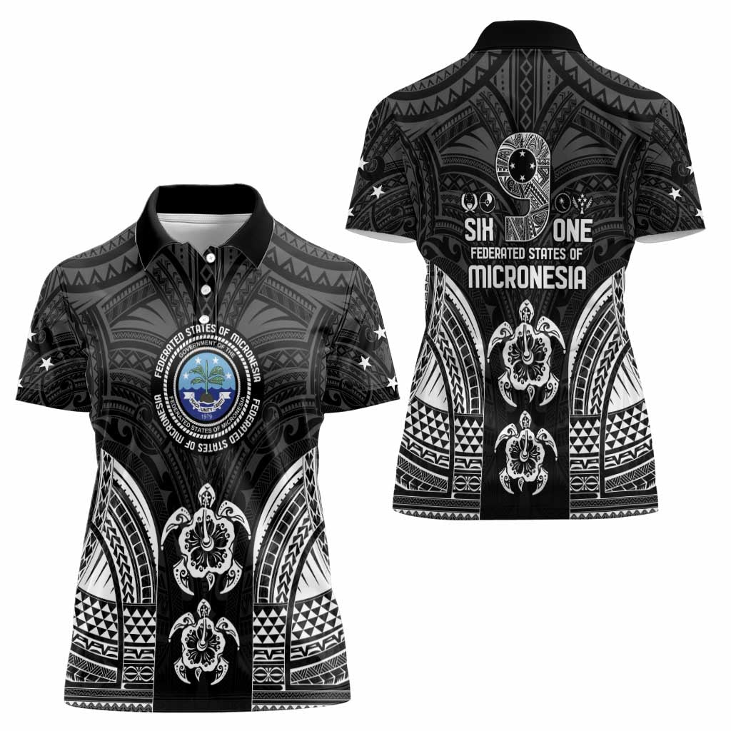 FSM Micronesia Six 9 One Women Polo Shirt Polynesian Tribal Pattern