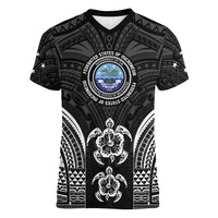 FSM Micronesia Six 9 One Women V-Neck T-Shirt Polynesian Tribal Pattern