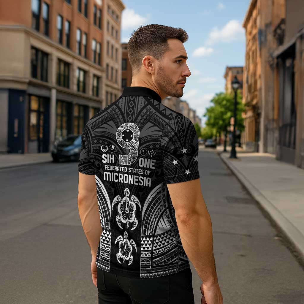 FSM Micronesia Six 9 One Zipper Polo Shirt Polynesian Tribal Pattern LT9 - Polynesian Pride