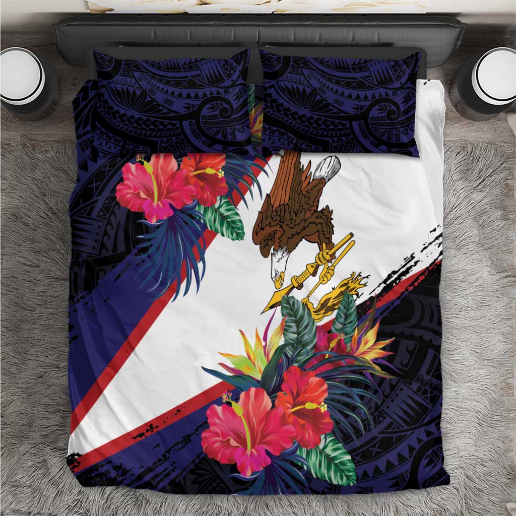 American Samoa Flag Day Since 1900 Bedding Set Samoa Muamua Le Atua Tropical Flowers