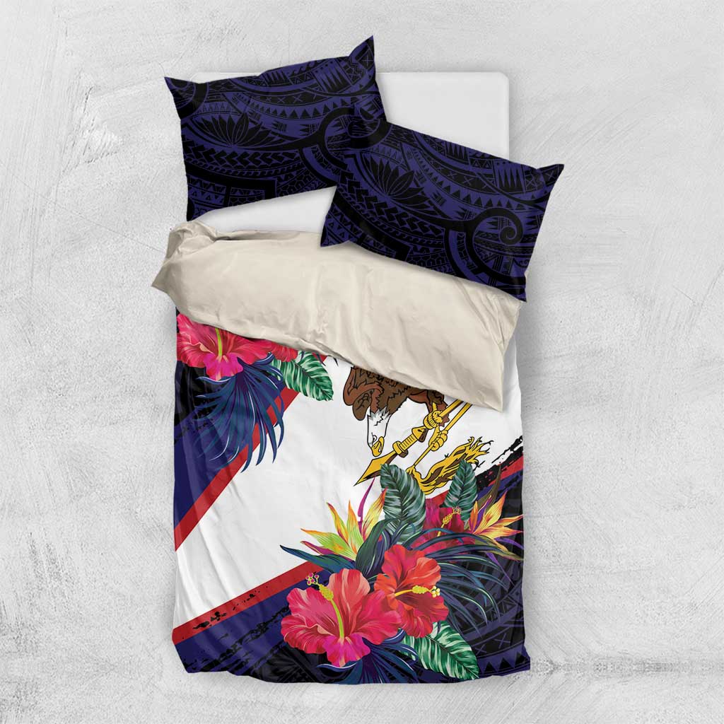 American Samoa Flag Day Since 1900 Bedding Set Samoa Muamua Le Atua Tropical Flowers