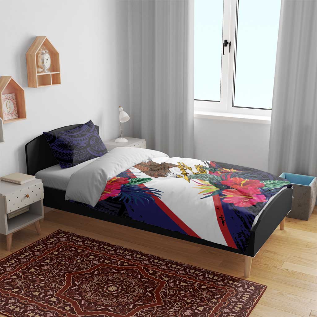 American Samoa Flag Day Since 1900 Bedding Set Samoa Muamua Le Atua Tropical Flowers