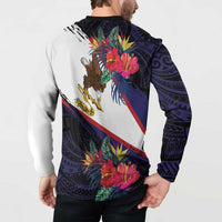 American Samoa Flag Day Since 1900 Button Sweatshirt Samoa Muamua Le Atua Tropical Flowers