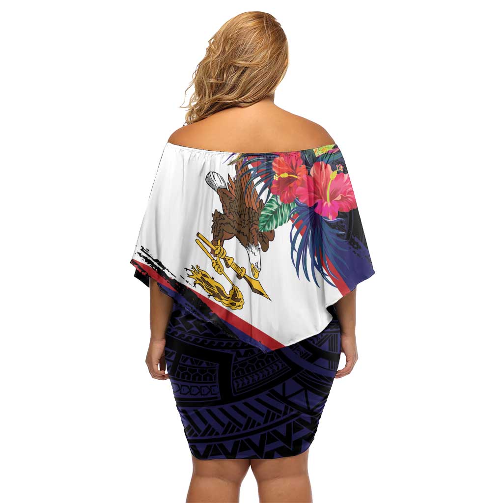 American Samoa Flag Day Since 1900 Family Matching Off Shoulder Short Dress and Hawaiian Shirt Samoa Muamua Le Atua Tropical Flowers