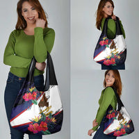 American Samoa Flag Day Since 1900 Grocery Bag Samoa Muamua Le Atua Tropical Flowers