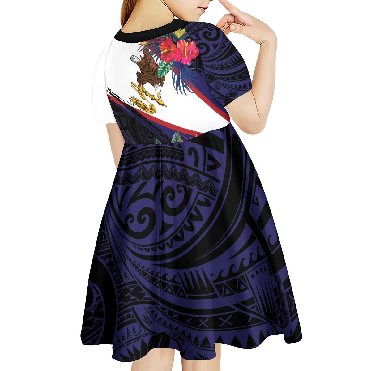 American Samoa Flag Day Since 1900 Kid Short Sleeve Dress Samoa Muamua Le Atua Tropical Flowers