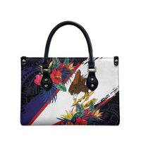 American Samoa Flag Day Since 1900 Leather Bag Samoa Muamua Le Atua Tropical Flowers - Polynesian Pride