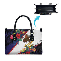 American Samoa Flag Day Since 1900 Leather Bag Samoa Muamua Le Atua Tropical Flowers - Polynesian Pride