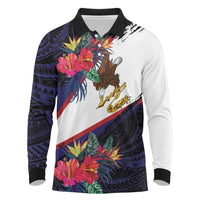 American Samoa Flag Day Since 1900 Long Sleeve Polo Shirt Samoa Muamua Le Atua Tropical Flowers