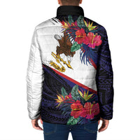 American Samoa Flag Day Since 1900 Padded Jacket Samoa Muamua Le Atua Tropical Flowers LT9 - Polynesian Pride