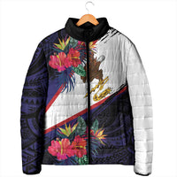 American Samoa Flag Day Since 1900 Padded Jacket Samoa Muamua Le Atua Tropical Flowers LT9 - Polynesian Pride