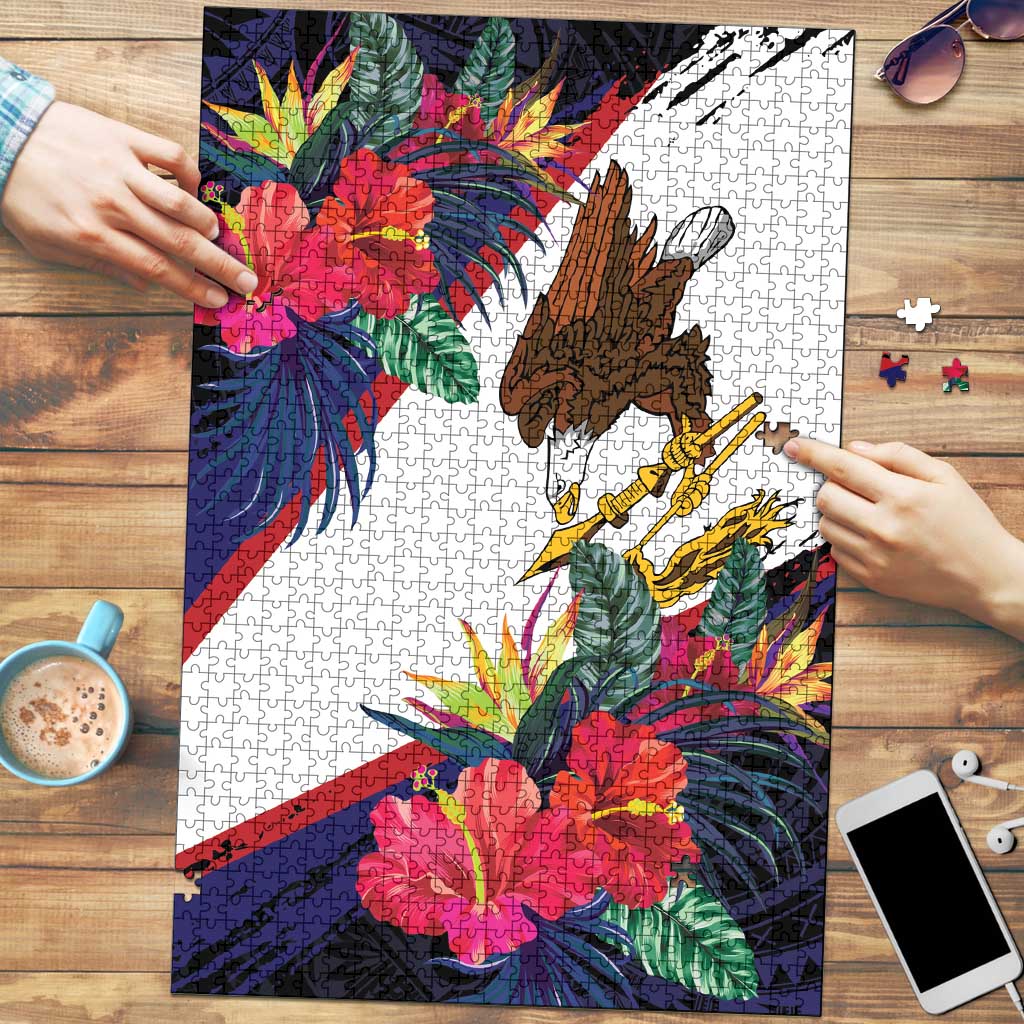 American Samoa Flag Day Since 1900 Puzzle Samoa Muamua Le Atua Tropical Flowers - Polynesian Pride