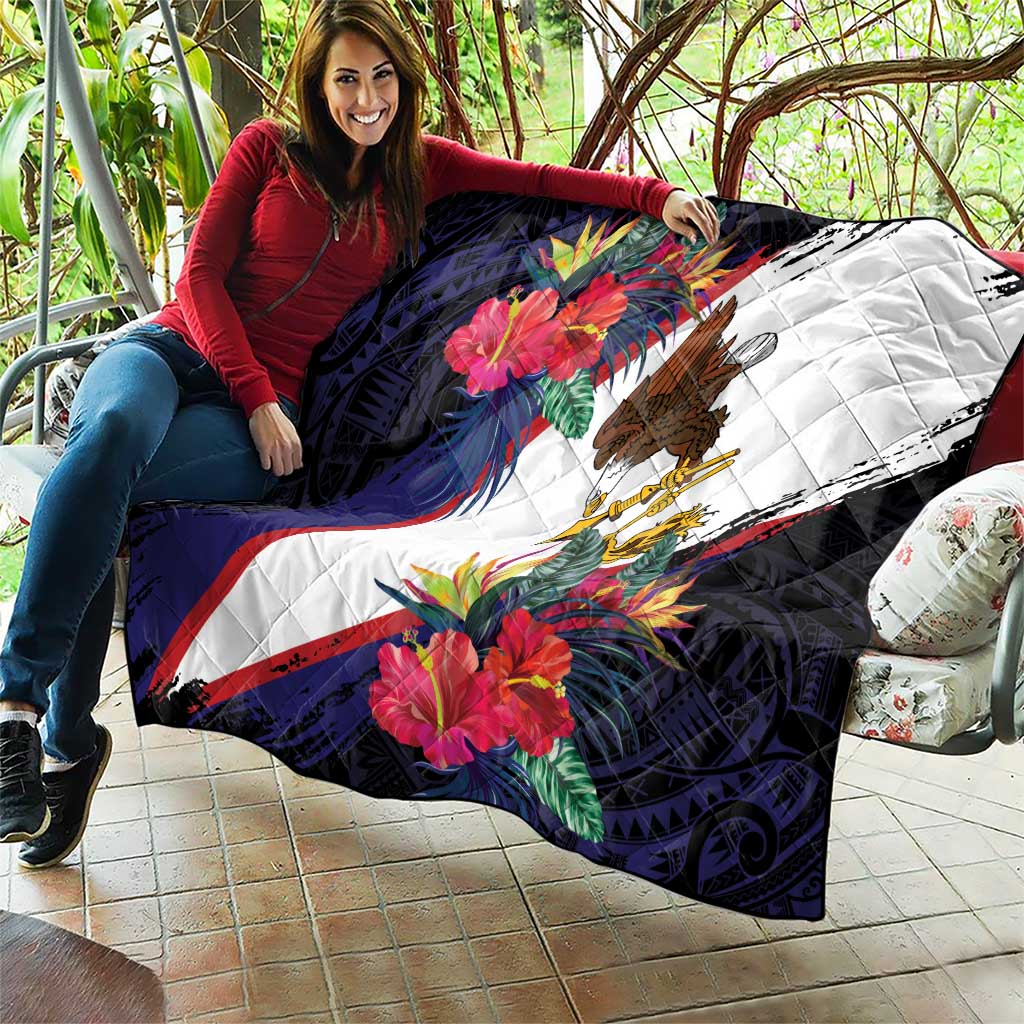 American Samoa Flag Day Since 1900 Quilt Samoa Muamua Le Atua Tropical Flowers