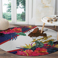 American Samoa Flag Day Since 1900 Round Carpet Samoa Muamua Le Atua Tropical Flowers