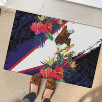 American Samoa Flag Day Since 1900 Rubber Doormat Samoa Muamua Le Atua Tropical Flowers