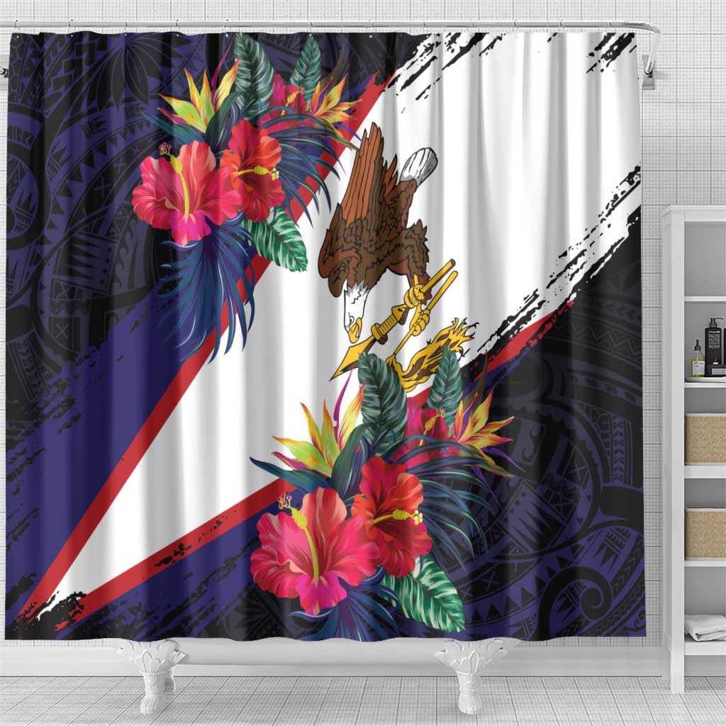 American Samoa Flag Day Since 1900 Shower Curtain Samoa Muamua Le Atua Tropical Flowers