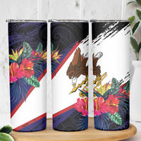 American Samoa Flag Day Since 1900 Skinny Tumbler Samoa Muamua Le Atua Tropical Flowers LT9 - Polynesian Pride