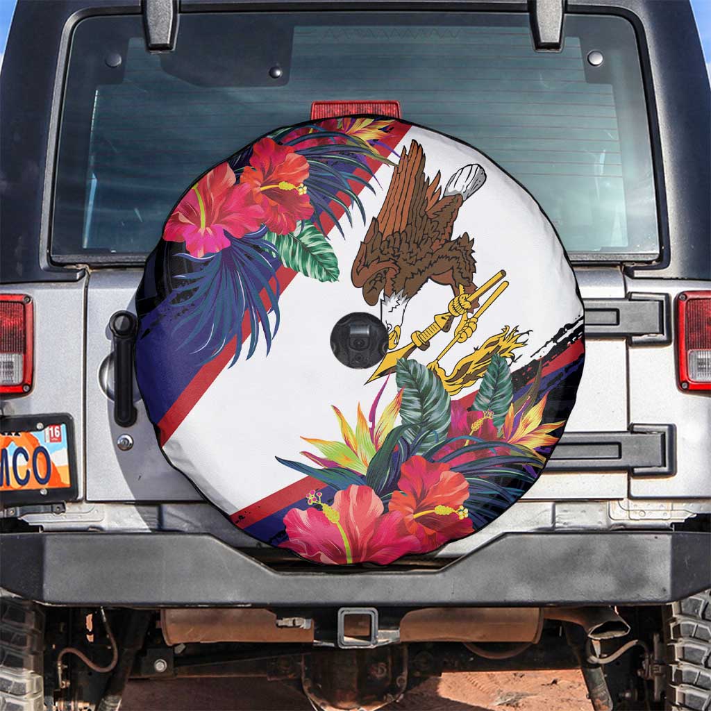 American Samoa Flag Day Since 1900 Spare Tire Cover Samoa Muamua Le Atua Tropical Flowers