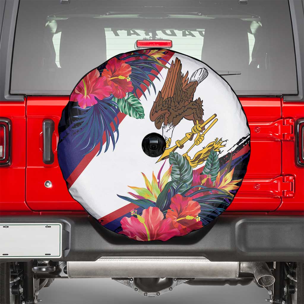 American Samoa Flag Day Since 1900 Spare Tire Cover Samoa Muamua Le Atua Tropical Flowers