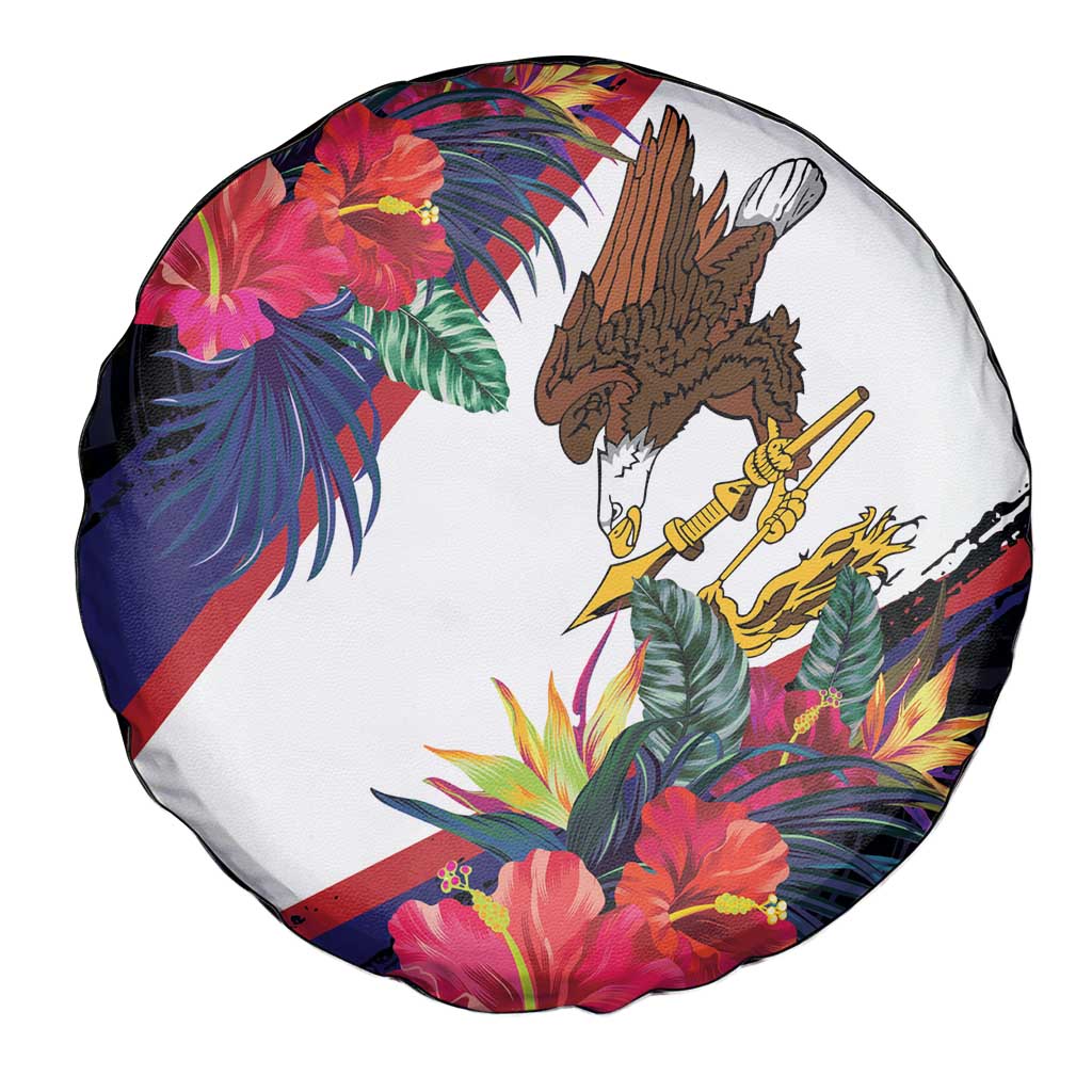American Samoa Flag Day Since 1900 Spare Tire Cover Samoa Muamua Le Atua Tropical Flowers