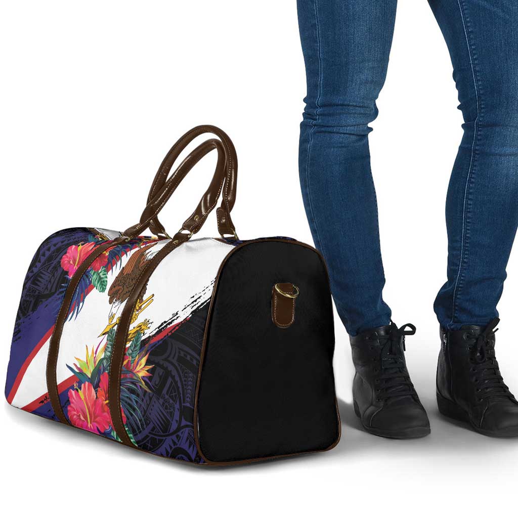 American Samoa Flag Day Since 1900 Travel Bag Samoa Muamua Le Atua Tropical Flowers - Polynesian Pride