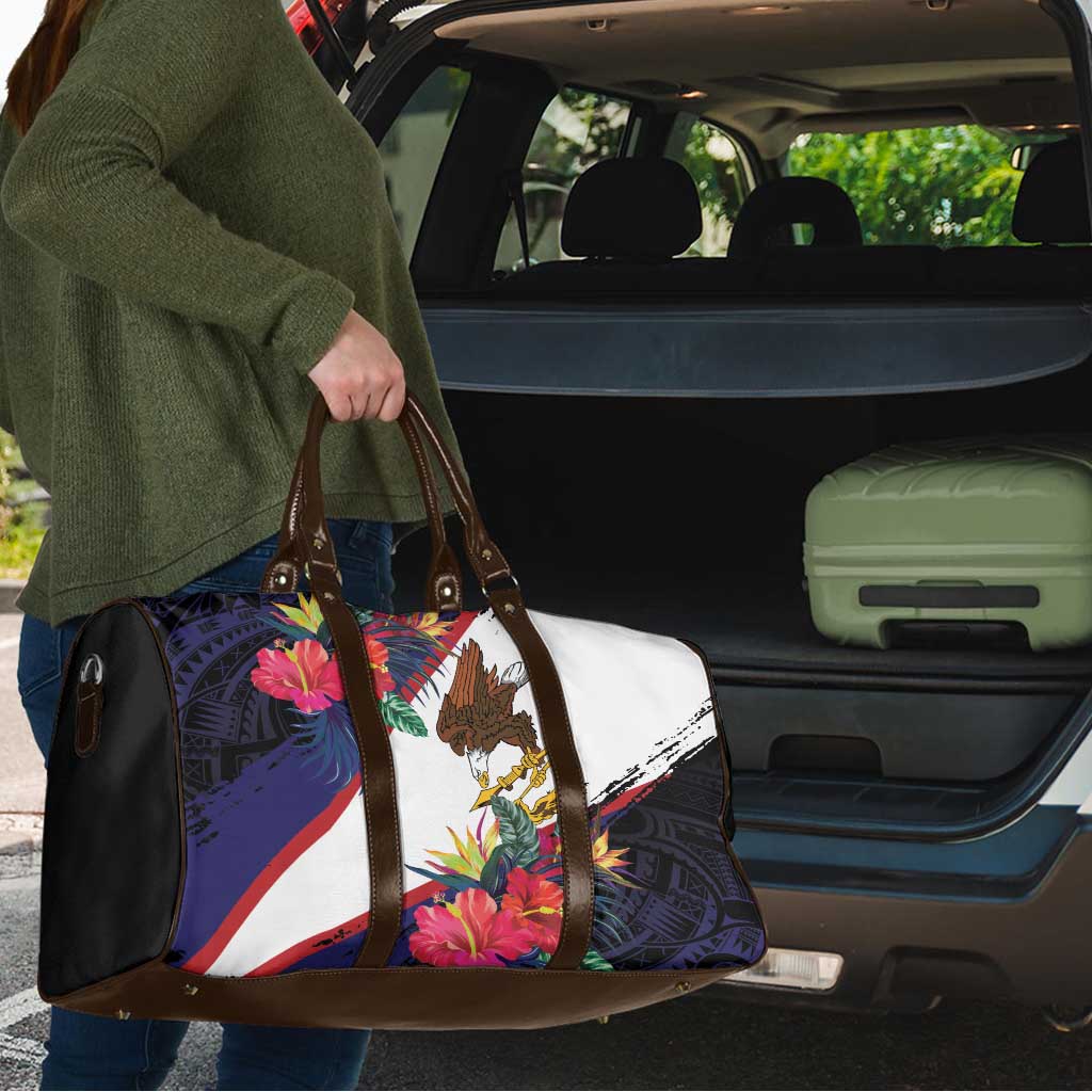 American Samoa Flag Day Since 1900 Travel Bag Samoa Muamua Le Atua Tropical Flowers - Polynesian Pride