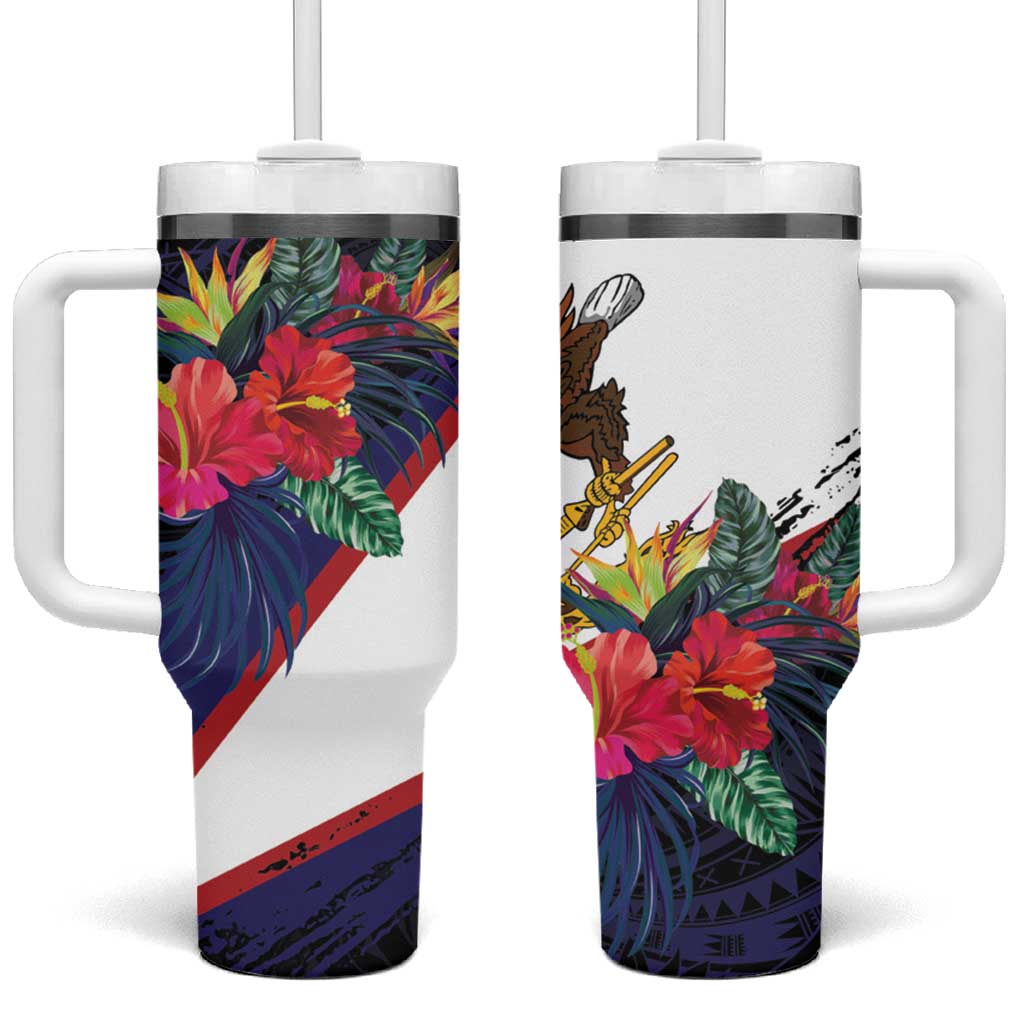 American Samoa Flag Day Since 1900 Tumbler With Handle Samoa Muamua Le Atua Tropical Flowers