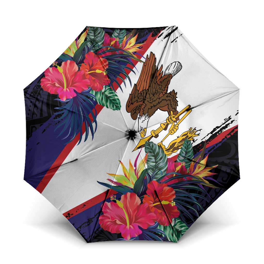 American Samoa Flag Day Since 1900 Umbrella Samoa Muamua Le Atua Tropical Flowers - Polynesian Pride