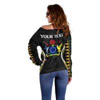 (Personalised) Polynesian Pride Atiu Island Off Shoulder Sweater Cook Islands Tribal Wave Style LT9 - Polynesian Pride