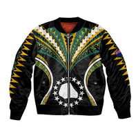 Polynesian Pride Mangaia Island Bomber Jacket Cook Islands Tribal Wave Style LT9 Unisex Black - Polynesian Pride