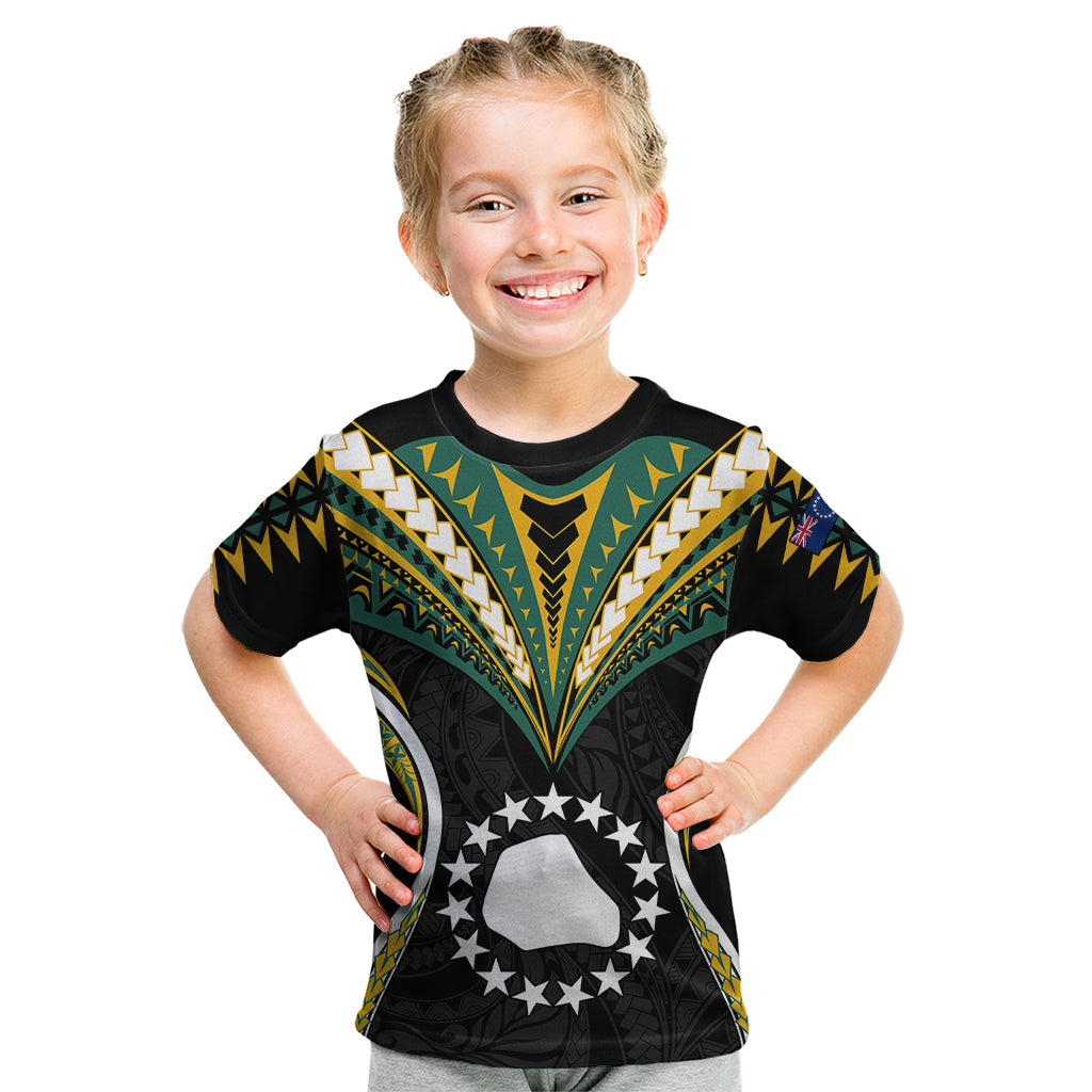 Polynesian Pride Mangaia Island Kid T Shirt Cook Islands Tribal Wave Style LT9 Black - Polynesian Pride