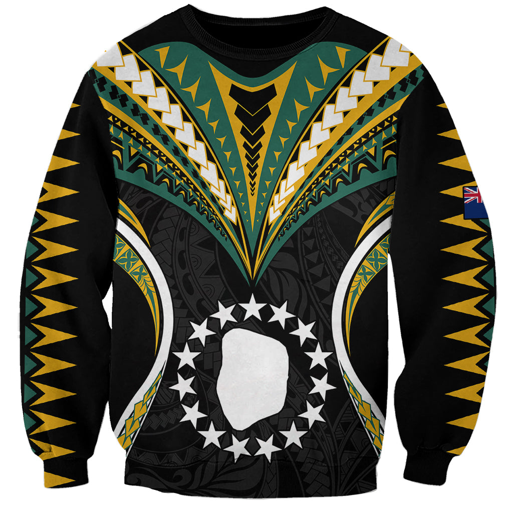Polynesian Pride Mitiaro Island Sweatshirt Cook Islands Tribal Wave Style LT9 Unisex Black - Polynesian Pride