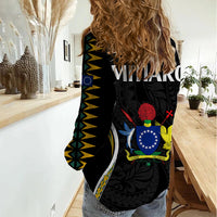 Polynesian Pride Mitiaro Island Women Casual Shirt Cook Islands Tribal Wave Style LT9 - Polynesian Pride