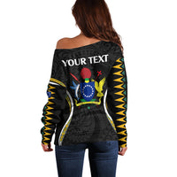 (Personalised) Polynesian Pride Mitiaro Island Off Shoulder Sweater Cook Islands Tribal Wave Style LT9 - Polynesian Pride