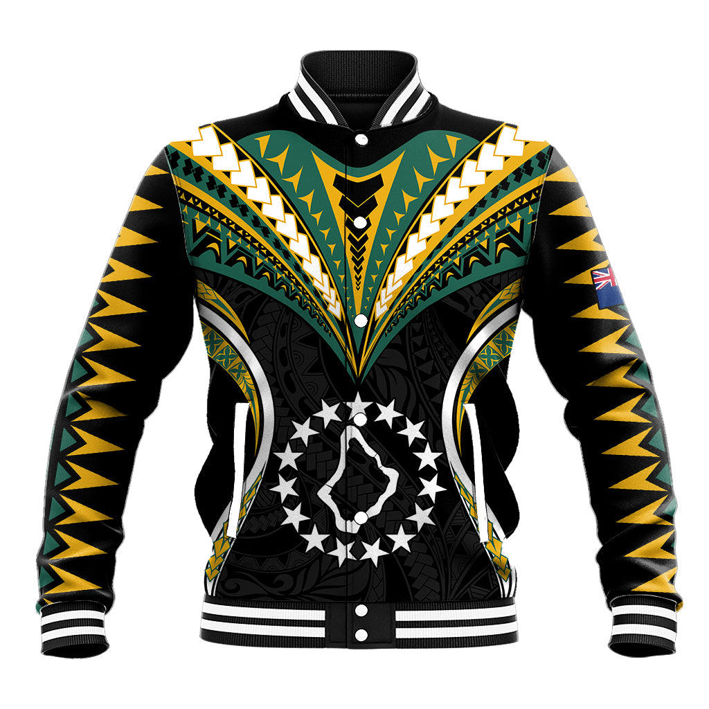 Polynesian Pride Palmerston Island Baseball Jacket Cook Islands Tribal Wave Style LT9 Unisex Black - Polynesian Pride