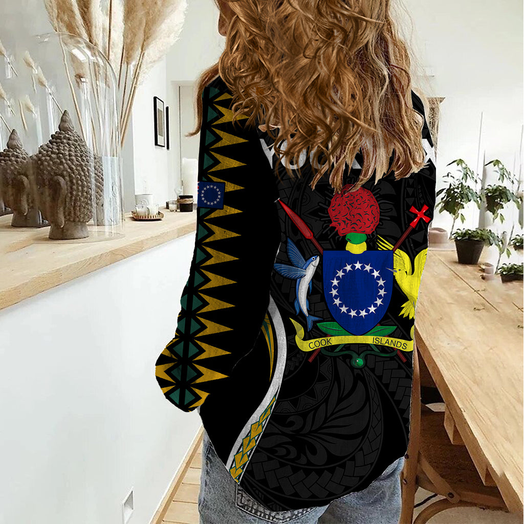 (Personalised) Polynesian Pride Palmerston Island Women Casual Shirt Cook Islands Tribal Wave Style LT9 - Polynesian Pride