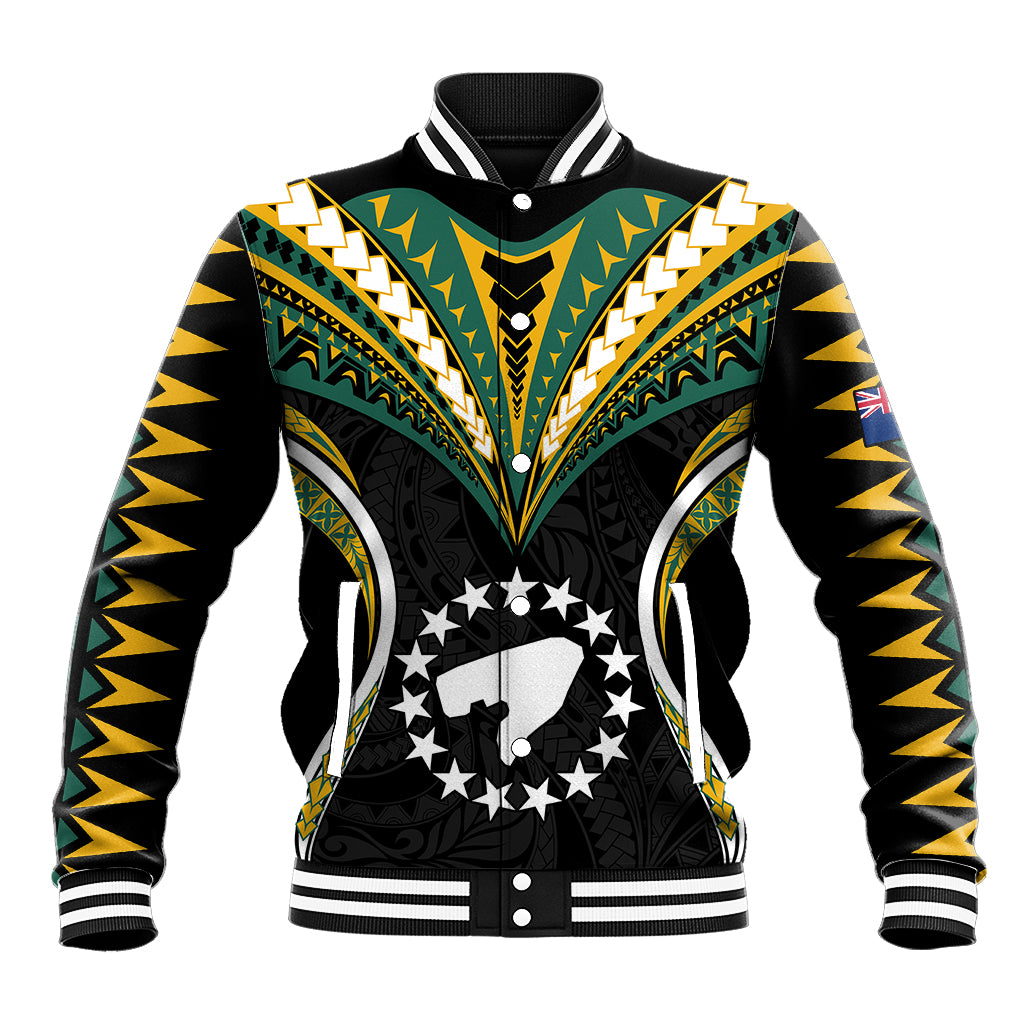 Polynesian Pride Pukapuka Island Baseball Jacket Cook Islands Tribal Wave Style LT9 Unisex Black - Polynesian Pride