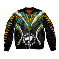 Polynesian Pride Pukapuka Island Bomber Jacket Cook Islands Tribal Wave Style LT9 Unisex Black - Polynesian Pride