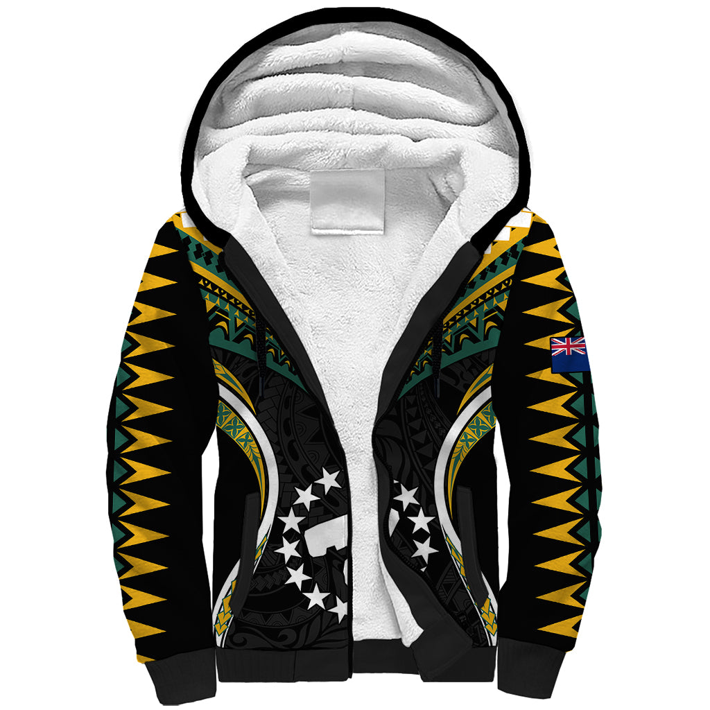 (Personalised) Polynesian Pride Pukapuka Island Sherpa Hoodie Cook Islands Tribal Wave Style LT9 Unisex Black - Polynesian Pride