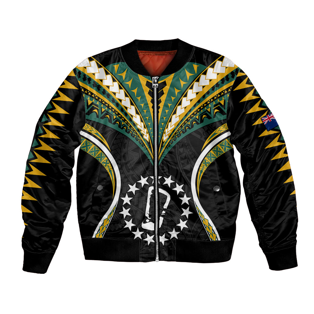 Polynesian Pride Rakahanga Island Bomber Jacket Cook Islands Tribal Wave Style LT9 Unisex Black - Polynesian Pride
